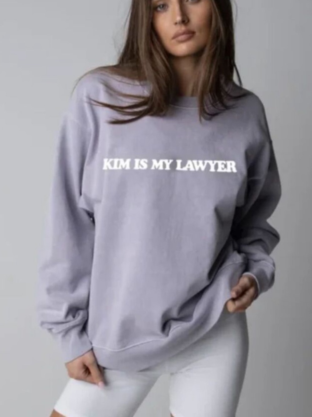 TALENTLESS Kim is my lawyer grey oversized cotton sweatshirt size s/m